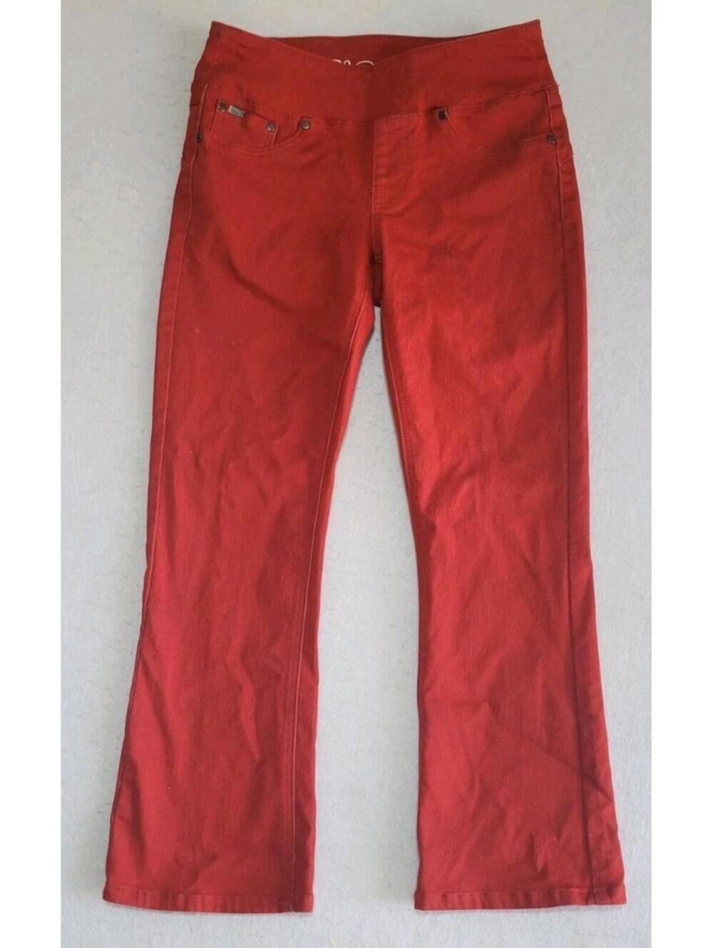 DG2 Diane Gilman Jeans Pull On Slimming Waist Size PM Red Denim